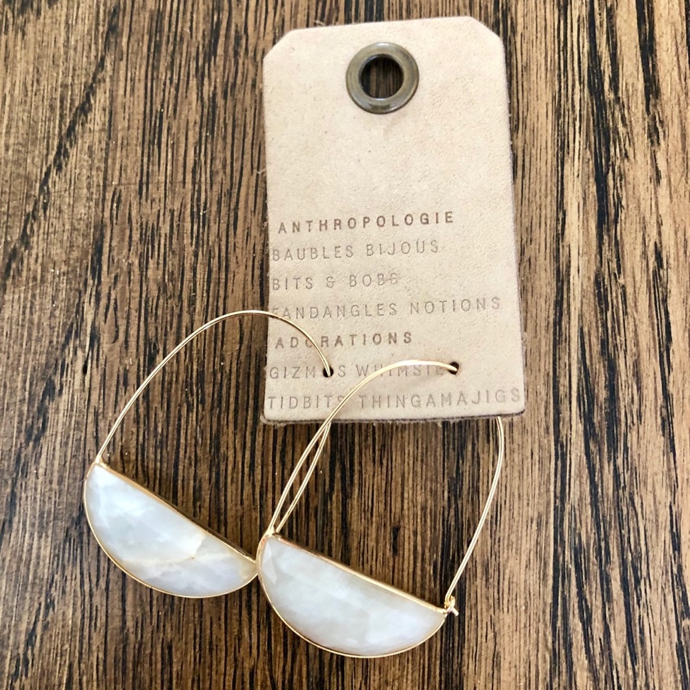 Anthropologie Crescent Crystal Gem Hoops